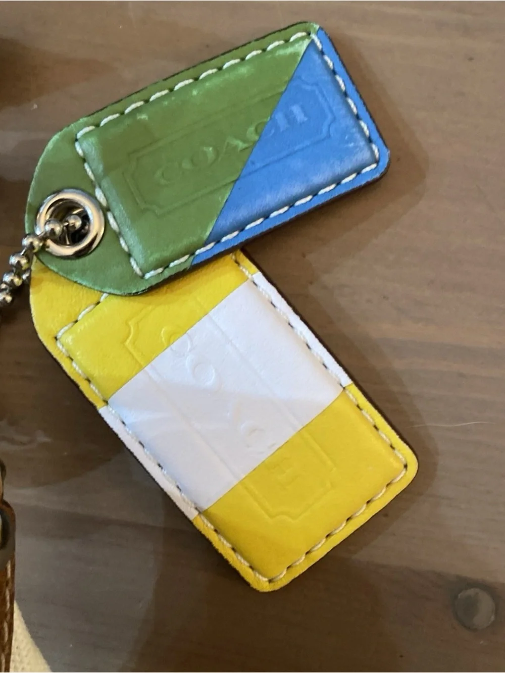 Coach Colorblock Shoulder Hobo Bag Tag Key Fob - Yellow, White, Green, Blue
